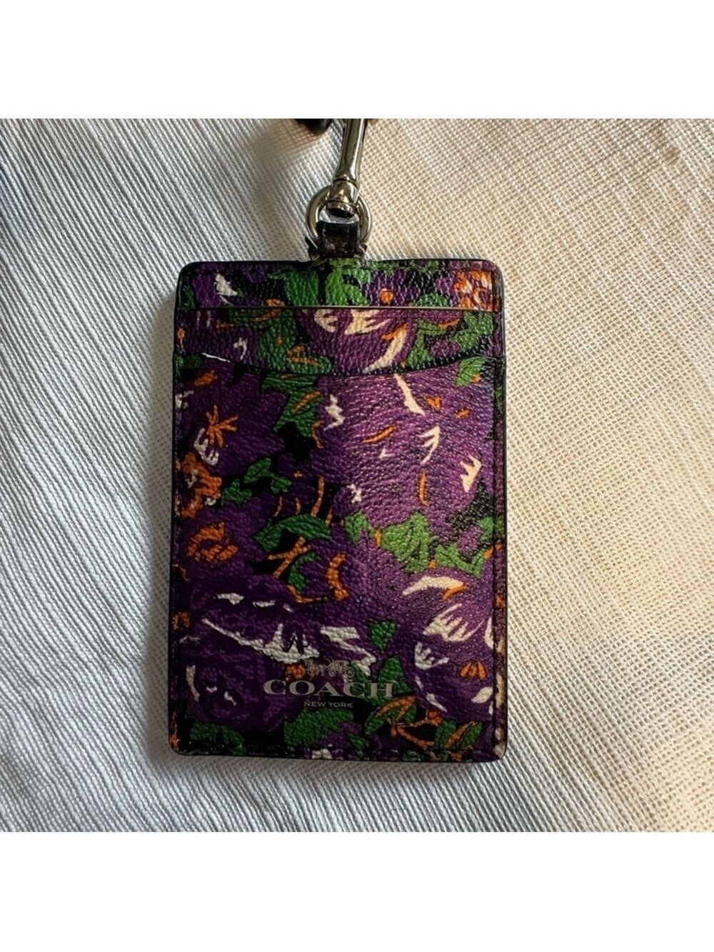 Coach Purple Floral Key & Card Holder